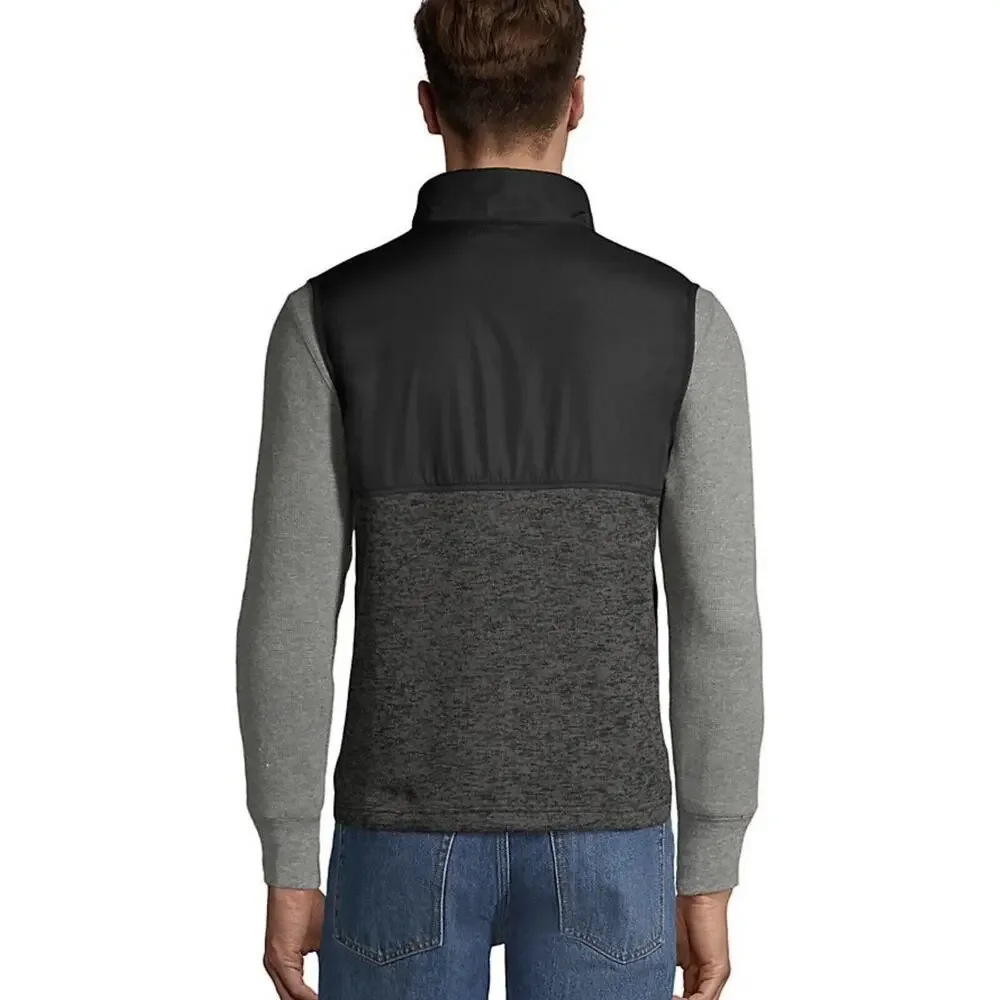 NEW Lands End‎ Mens Hybrid Sweater Fleece Vest Dark Charcoal Heather Large 42-44